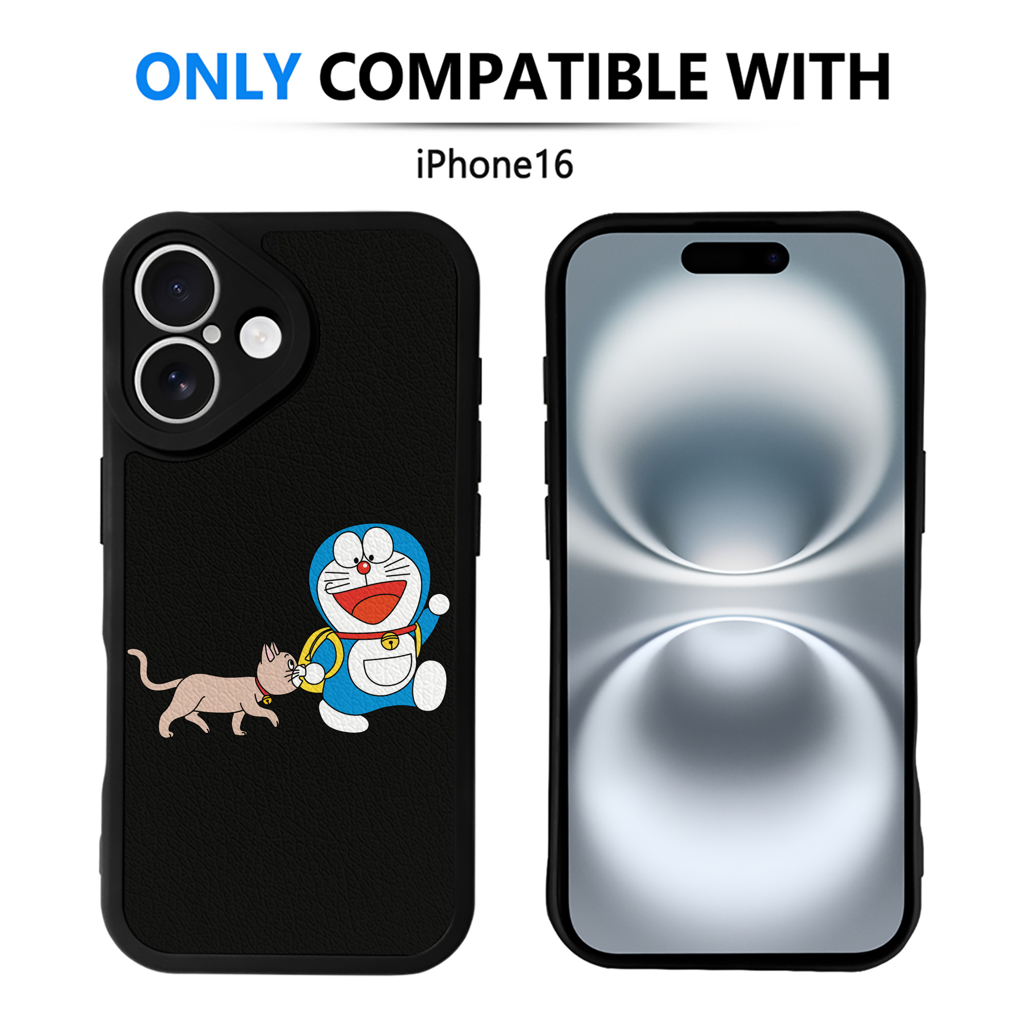 （画像用） ドラえもん Doraemon 【iPhone 16シリーズ対応】シリコンスマホケース（レザー調） 材質：シリコン
